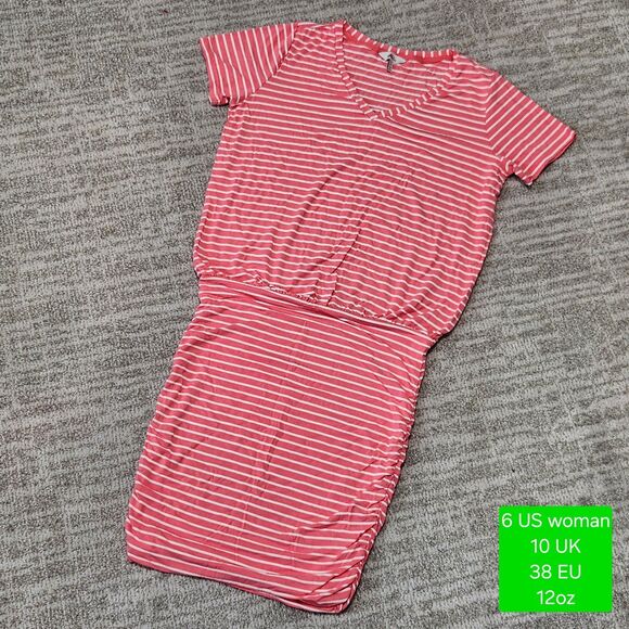 Joules Dresses & Skirts - Joules Candice ruched t-shirt dress bodycon pink white size 6 ladies